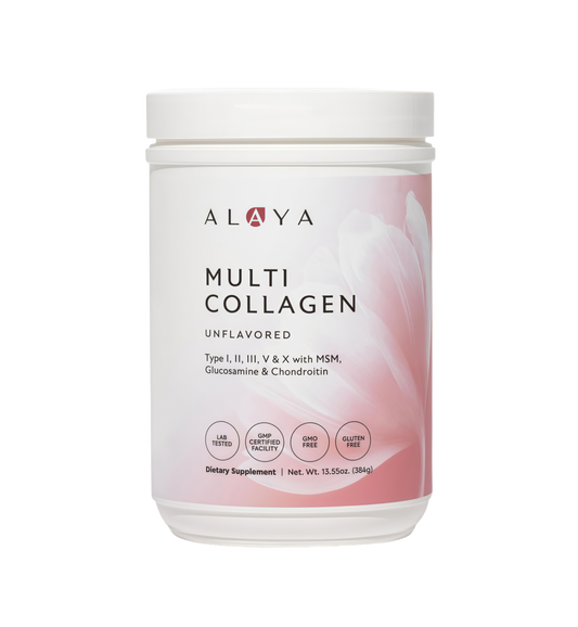 Alaya Multi Collagen Powder - Type I, II, III, V, X Hydrolyzed Collagen Peptides Protein Powder Supplement with MSM + GC (Unflavored) - NSF Certified - (40 Servings)